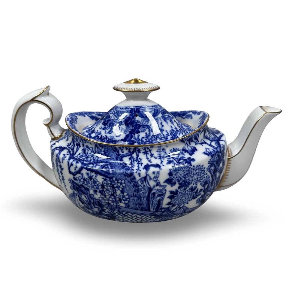 Royal Crown Derby Blue Mikado Teapot Bone China Gold Trim England‎ Vintage READ